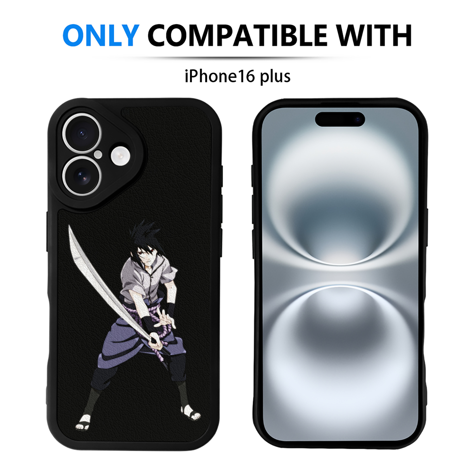（画像用） NARUTO -ナルト- うちは サスケ Uchiha Sasuke 【iPhone 16シリーズ対応】シリコンスマホケース（レザー調） 材質：シリコン